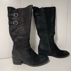 BORN Basil Distressed Suede Buckle Tall Boot - 8